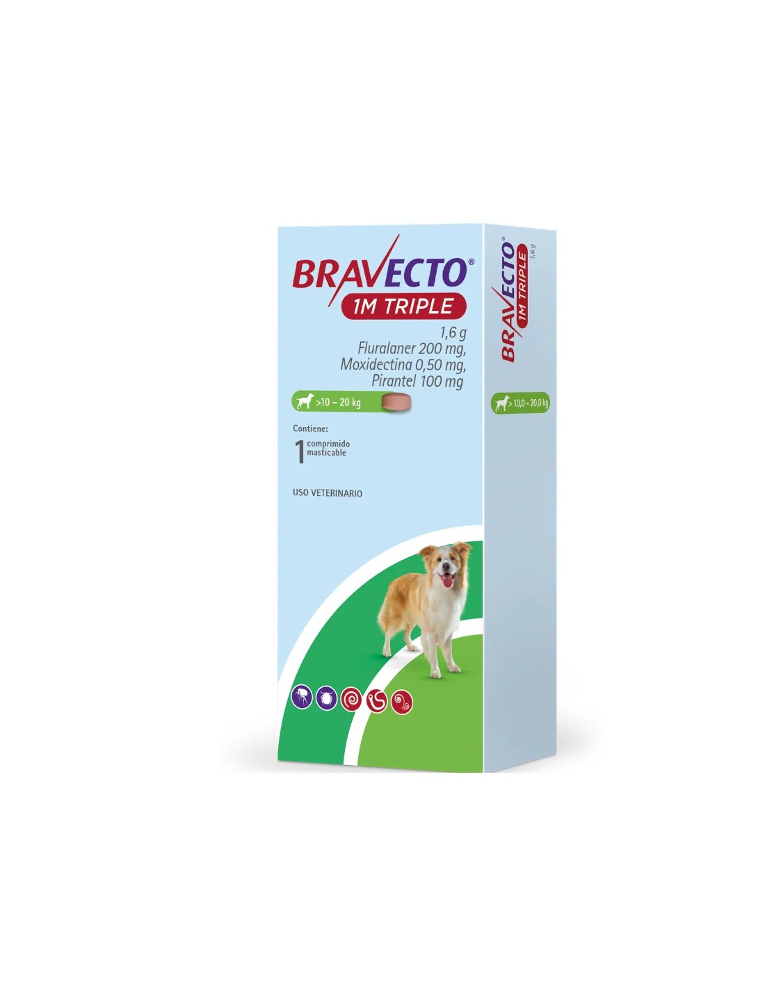 Bravecto Triple 1M 10 a 20 kg.